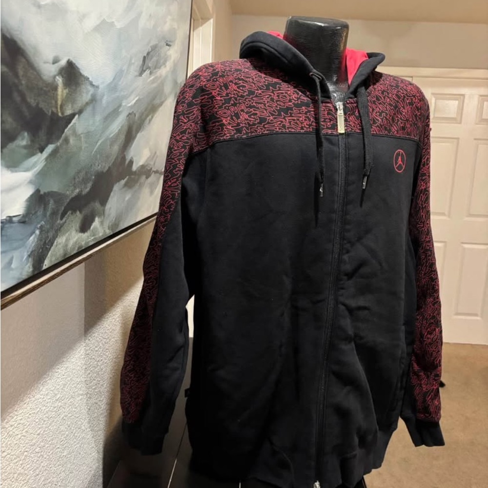 Red and Black Elephant Print Air Jordan Hoodie Size L